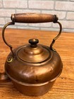 Antique Victorian Copper Tea Kettle Gooseneck Spout Brass Wood Handle C1900