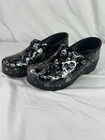 Dansko Professional Black Floral Slip On Clogs Medical Shoes Size 41