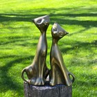 Mid Century Modern Brass Cat Figurines Pair Mcm Atomic Style Vintage Kitty Decor