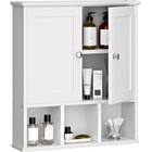 Bathroom Wall Cabinet 2 Doors Adjustable Shelf Storage Medicine Organizer White
