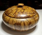 Vintage Hand Turned Chrysanthemum Wood Bowl W lid