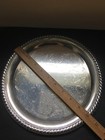 Vintage 70s Wm Rogers Silver Plate Round Floral Serving Tray W rope Edge 10 5 d