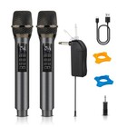 Dual Wireless Microphone System For Karaoke  500ft Range  Rechargeable  Ai Noise