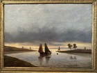 Antique Oil Painting Portrait Nautical Boat Seascape Signed Mystery Artist