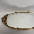 Vintage Matson Signed T420 Gold Plated Rose Ormolu Vanity Mirror Perfume Tray