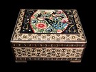 Vintage Inlaid Khatam Kari Jewelry Box Persian Wood Marquetry 3d Floral Bird Lid