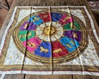 Vtg Echo Silk Scarf Celestial Zodiac Sun Astrology Print Large 33  Square Korea