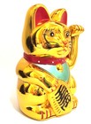  Feng Shui Gold Beckoning Cat Wealth Lucky Waving Kitty Maneki Neko 5  Tall