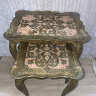 Vintage Set Of 2 Italian Florentine Bronz gold Nesting Tables Hollywood Regency