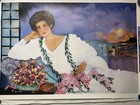 Vintage Diana Hansen Young Signed Art Print  1996  26    X 37    Lady Seaside Scene