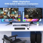 8k 60hz Hdmi Displayport Kvm Switch 2 Monitors 2 Computers  4k 120hz Usb3 0 D   