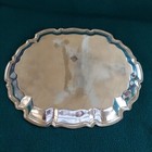 Vintage Silver Plate Floral Etched Tray  - Scalloped Edges  14  X 11  