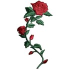 2-pack Red Rose Applique Patch Set - Medium Love Flowers Embroidered Badge 3 5 