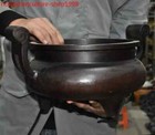 15  Rare Old Chinese Ancient Dynasty Pure Bronze Handle Incense Burner Censer