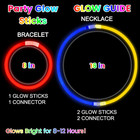 200 Pack Glow Sticks Bulk Party Favors 8  Glow In The Dark Party Supplies Light 
