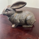 Vintage Cast Iron Bunny Rabbit Figurine Rustic Cottage Core Whimsical