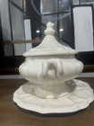 Vintage White Ironstone Soup Tureen W  Lid   Underplate 12   x11    Crazing