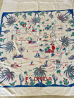 Vintage Florida Map Souvenir Tablecloth Colorful Blues 58 x45 