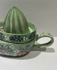 Vintage Anthropologie Mint Porcelain Citrus Juicer Floral Design Kitchen Decor