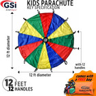 Gsi Kids Play Parachute 12 Ft  16ft  20 Ft  Rainbow Parachute Toy Tent Game For