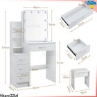 Vanity Makeup Table Dressing Desk W  Stool Set 10 Led Lighted Mirror For Bedroom