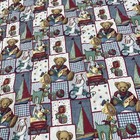 Vtg 90s Teddy Bear Quilt Americana Nursery Blanket Sailboats Blue Jeans 46x43