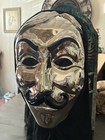 Guy Fawkes Anonymous V For Vendetta Style Silver Chrome Mask Black Hood Seasons