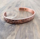Pure Copper Magnetic Bracelet Arthritis Pain Therapy Energy Fashion Cuff Flower