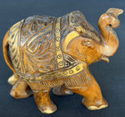 Vintage Hand Carved Wood Elephant Figurine Trunk Up Lucky Elephant Statue 4 