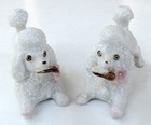 Vintage Sugar Poodles With Slipper Pair  50s Spaghetti Poodle Slippers Dogs