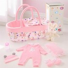 8 Pcs Reborn Baby Doll Clothes With Bassinet For 17-22 Inch Dolls   Cute