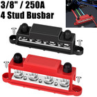 3 8    250a 4 Stud Busbar Bus Bar Power Distribution Terminal Block Red black