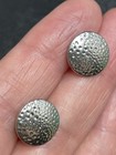 Vintage Small Round Textured Silver Tone Earrings