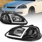Front Light Led Drl Tube Headlights Lamps For 1999-2000 Honda Civic Ek Ej Em New