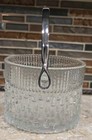 Vintage Mid Century Teleflora Glass Ice Bucket W  Chrome Handle Made In France