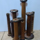 Lot Of 9 Small Wooden Industrial Spools