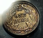 1885 Seated Liberty Silver Dime 10c High Grade Xf-40 Original Rainbow Toning