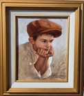 Oregon Listed Jim Daly Born 1940 Child Boy  sweet Thought  Original Oil Painting