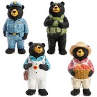4pc Black Bear Figurine Home Decor Bear Statue for Office  Desk  Bear Family