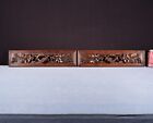 Pair Of Antique Black Forest Carved Drawer Panels trim In Solid Oak Wood