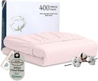400 Thread Count 100  Cotton Fitted Sheet Queen - Breathable  Cool   Silky Sa   