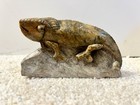 Vintage Hand Carved Stone Lizard Figurine 4 5      Reptile Iguana Statue