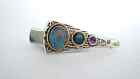 Small Turquoise Blue And Purple Stone Metal Alligator Hair Clip Fine Thin Hair