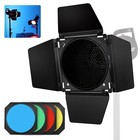 Godox Barn Door   Honeycomb Grid  4 Color Gel Filters Compatible For Standard Re
