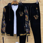 New Men Luxury Rhinestones Fashion Set Hoodie   Pants Suit High Quality