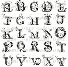 Black Flourish Monogram Letter Envelope Seals Favor Labels Scrapbook Stickers