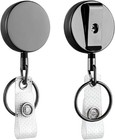 2pcs Heavy Duty Metal Retractable Badge Reel Fiber Pull Belt Clip Id Card Holder