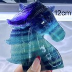 1pc  Natural Fluorite Carved Unicorn Skull Quartz Crystal Reiki Healing Gem Gift