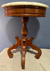 Vintage 1950s Carrara Marble Top Mahogany Pedestal Table W  Cabriole Legs 18 5 