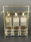 Mid Century Tantalus 3 Bottle Scotch Bourbon Rye Glass Decanters In Brass Caddy